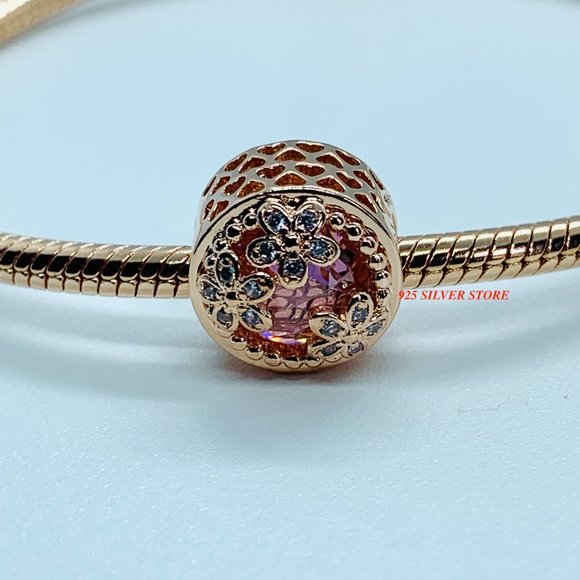 Brand new PANDORA Rose Gold Sparkling Pink Daisy Flower Charm 782055C01 - Picture 5 of 8
